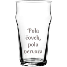 Učitajte sliku u galeriji, Čaša za pivo &quot;Pola čovek, pola nervoza&quot;
